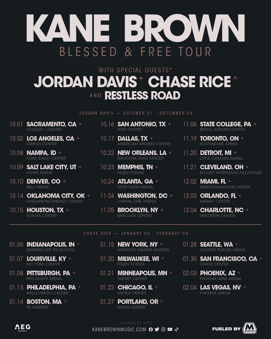 Kane Brown 2021 Blessed Free Tour Dates 